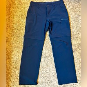 Men’s Columbia PFG Tech Performance Convertible Pants Navy Sz 34 x 32